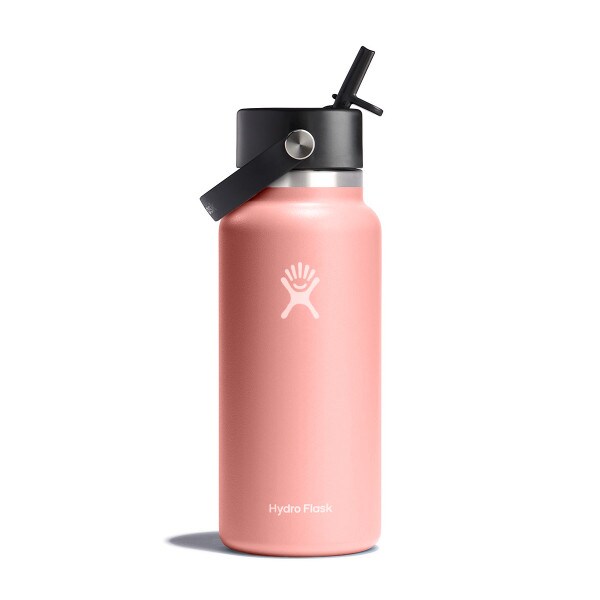 Hydro Flask 32oz wide mouth grapefruit bottle with flex straw cap